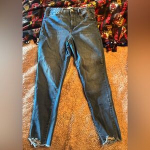 Classic Blue Frayed Hem Women's Jeans